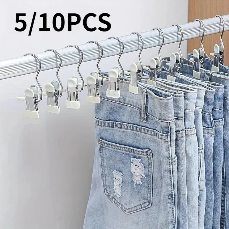 5/10Pcs Multifunctional Seamless Clip Wardrobe Storage Underwear Hanger Anti-Slip Clothesline Three Character Design