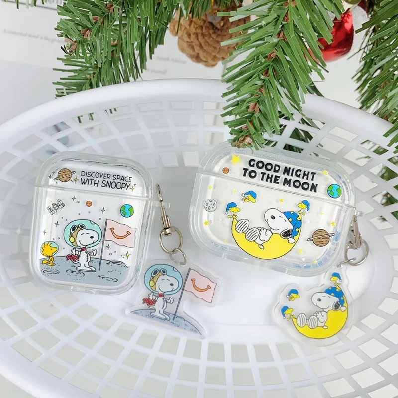 

Cute Cartoon Moon Starry Sky Snoopy Earphone Case for AirPods 1 2 3 Pro 4 Pro2 2nd Wireless Bluetooth Headset TPU protect﻿﻿