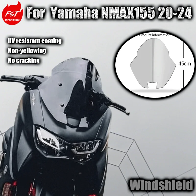 For 20-24mm Yamaha NMAX155 high-transparency aerodynamic windshields and reinforced impact-resistant windshields