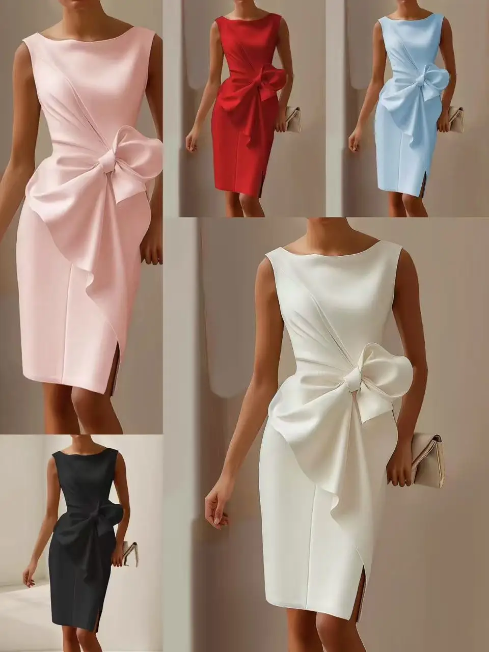 2026 New Style Dress for Women: Elegant, Refined, Pure Color, Fitted Waist, Sleeveless Dress for Dates.