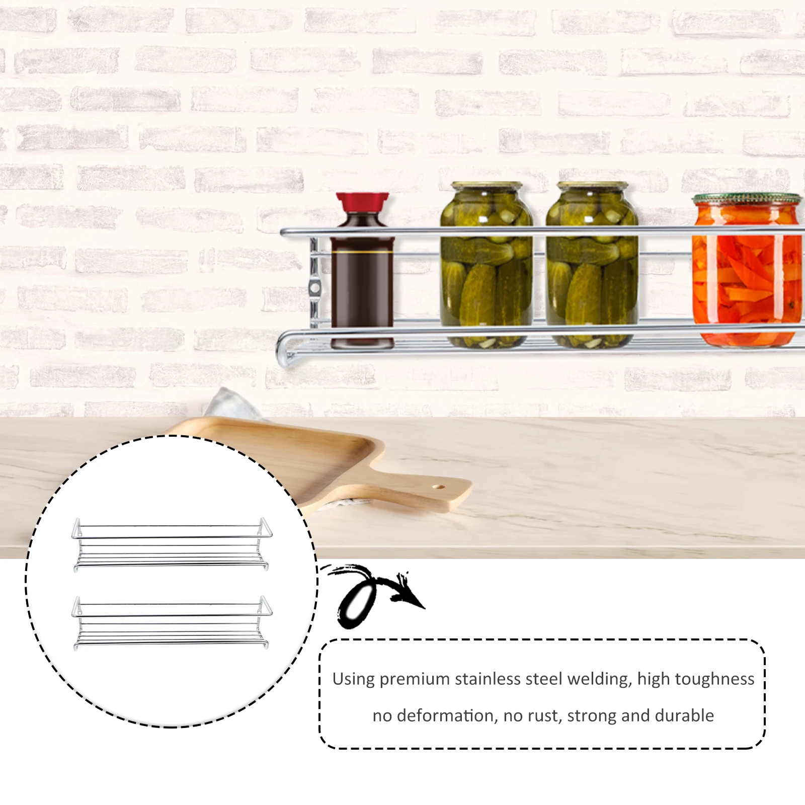 

Multifunctional Kitchen Spice Mounted Condiment Storage Shelf Organizer Rust Resistant Seasoning Bottle Holder
