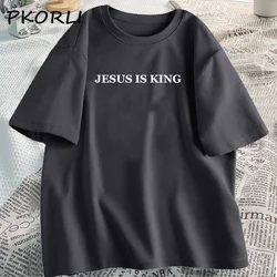 Jesus Is King T-shirt Women Casual God Is Good Tshirt Female Christian Based Clothing Faith Tee Shirt Cotton Short Sleeve Tees