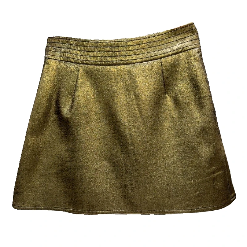 2024 Summer New Gold Gilding Coated Zipper Skirt A- Line Skirt for Women