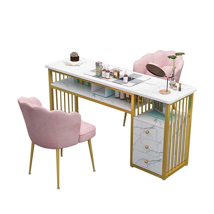 

Nails Bar Station Salon Furniture Wood Nail Tables Nail Desk Manicure Table with Chair Modern Customized