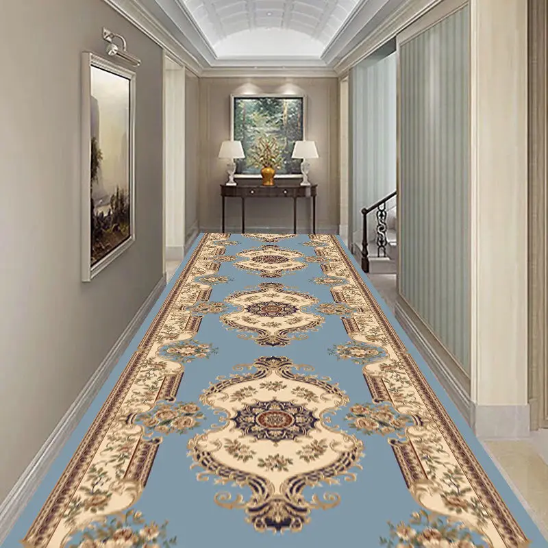 Retro Long Corridor Carpet Runners Aesthetic Luxury Hotel Hallway Decoration Home Aisle Non-slip Long Mat Walkway Rug Washable