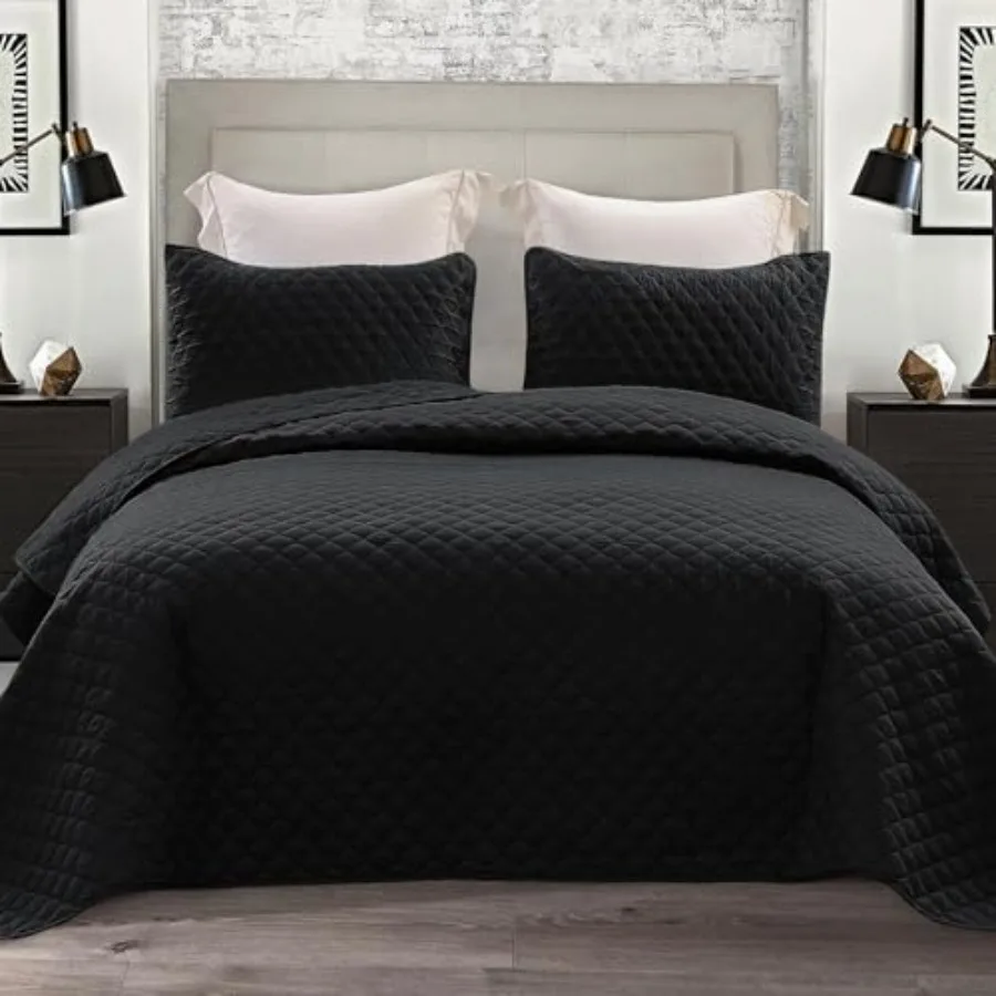 

Reversible Size Quilt Bedding Set with Pillow Shams Lightweight Quilts Size Soft Bedspreads Bed Coverlets for All Seasons - 104
