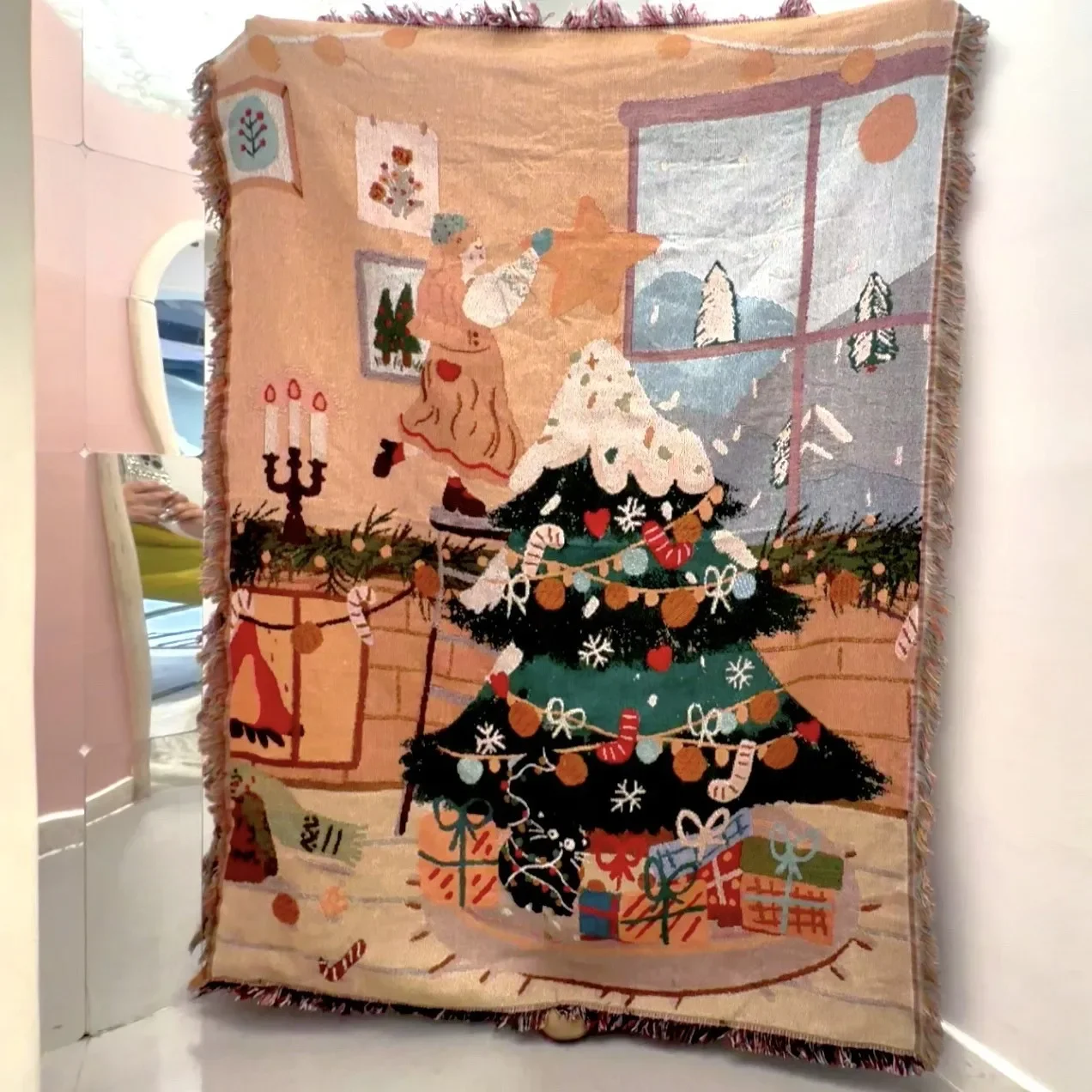 Christmas Tree Throw Blanket Gingerbread 2024 Xmas Knitted Blankets Winter Soft Blanket For Couch Sofa Bed 2025 New Years Gifts