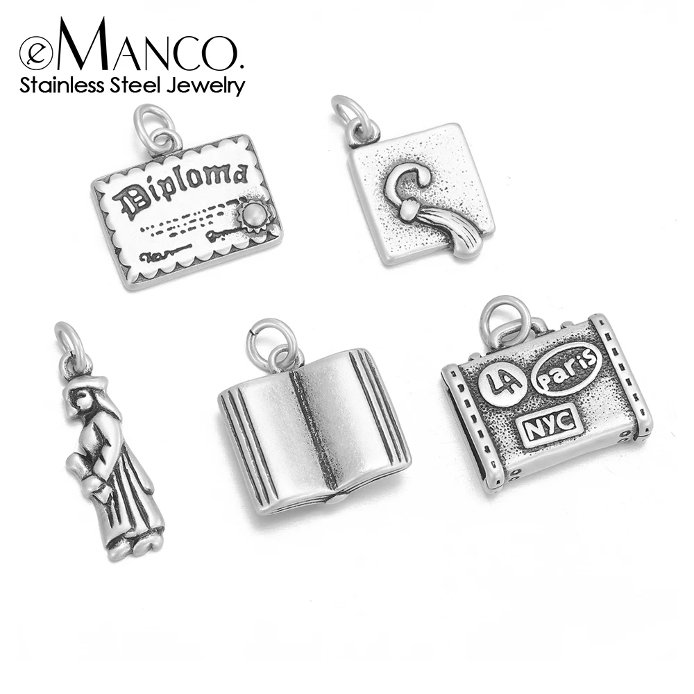 EMANCO  Vintage Boutique Jewelry Couple Silver Plated Small Pendant Original Niche Design Stainless Steel Accessories Wholesale