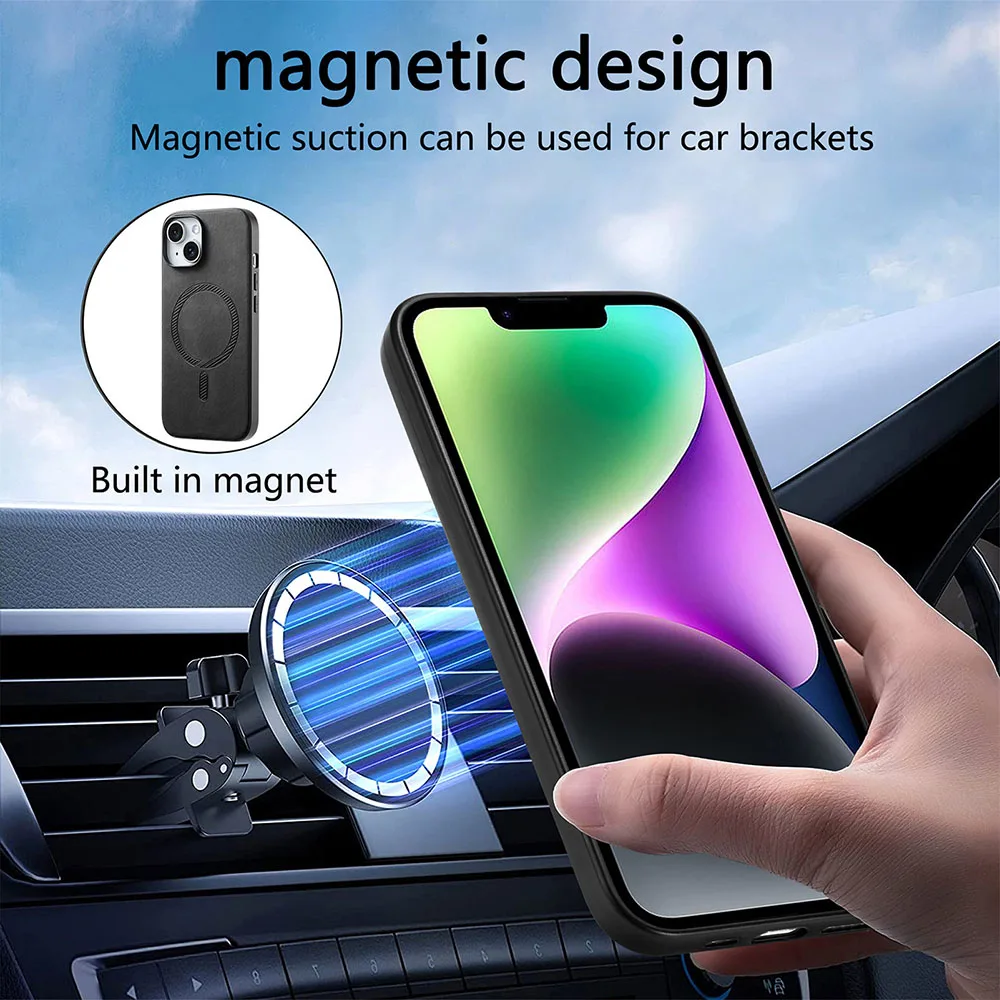 Luxury Wireless Charging Magnetic Cortex Case For Sony Xperia 1 VI 5 V 10 V Magsafe Bumper Cover For iPhone 15 Plus 14 Pro 13