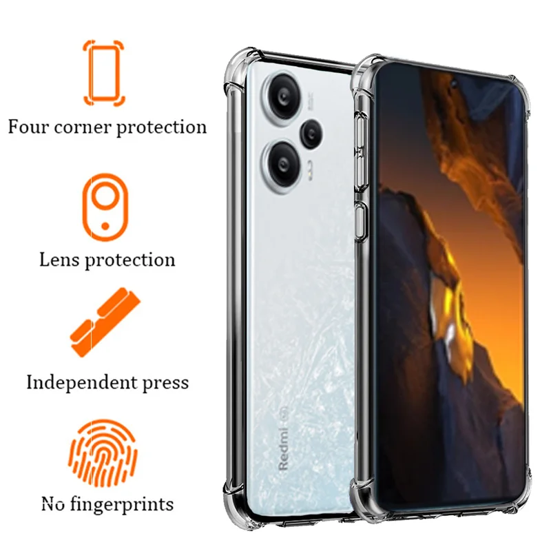 Glass+armor case for Xiaomi Poco F5 Pro clear shockproof silicone phone cases poco x5 pro x4gt f4gt F4 pro cover poco m5 S case