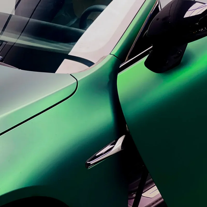 PET Satin Chrome Stealth Green Vinyl Wrap Film with Air Release Self Adhesive Decal Sticker Automotive Car Wrapping Roll