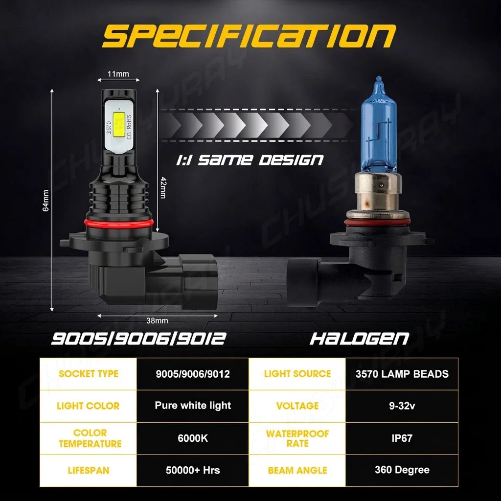 4 SUPER BRIGHT LED Headlight Bulbs For Can-Am Renegade 1000 500 800 800R 9005 6000K 100W 20000LM