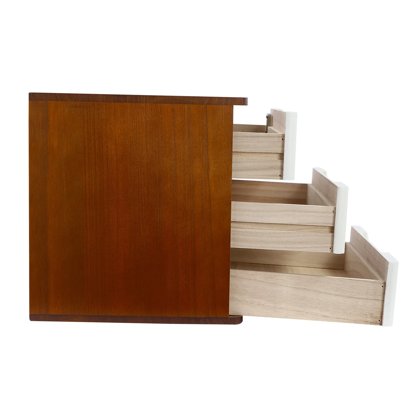 ไม้เดสก์ท็อปกล่องเก็บลิ้นชักสําหรับ Office Home Table Display Organizer w/Lock