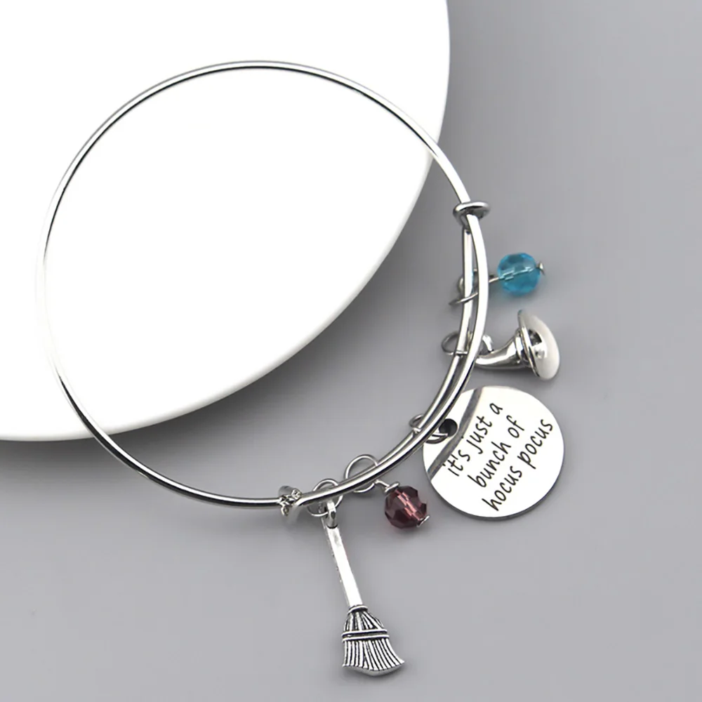 Es ist nur ein Haufen Hocus Pocus Armband Hexen Besenstiel Hut Charms Armreif Armbänder für Frauen Männer Cosplay Schmuck Geschenk