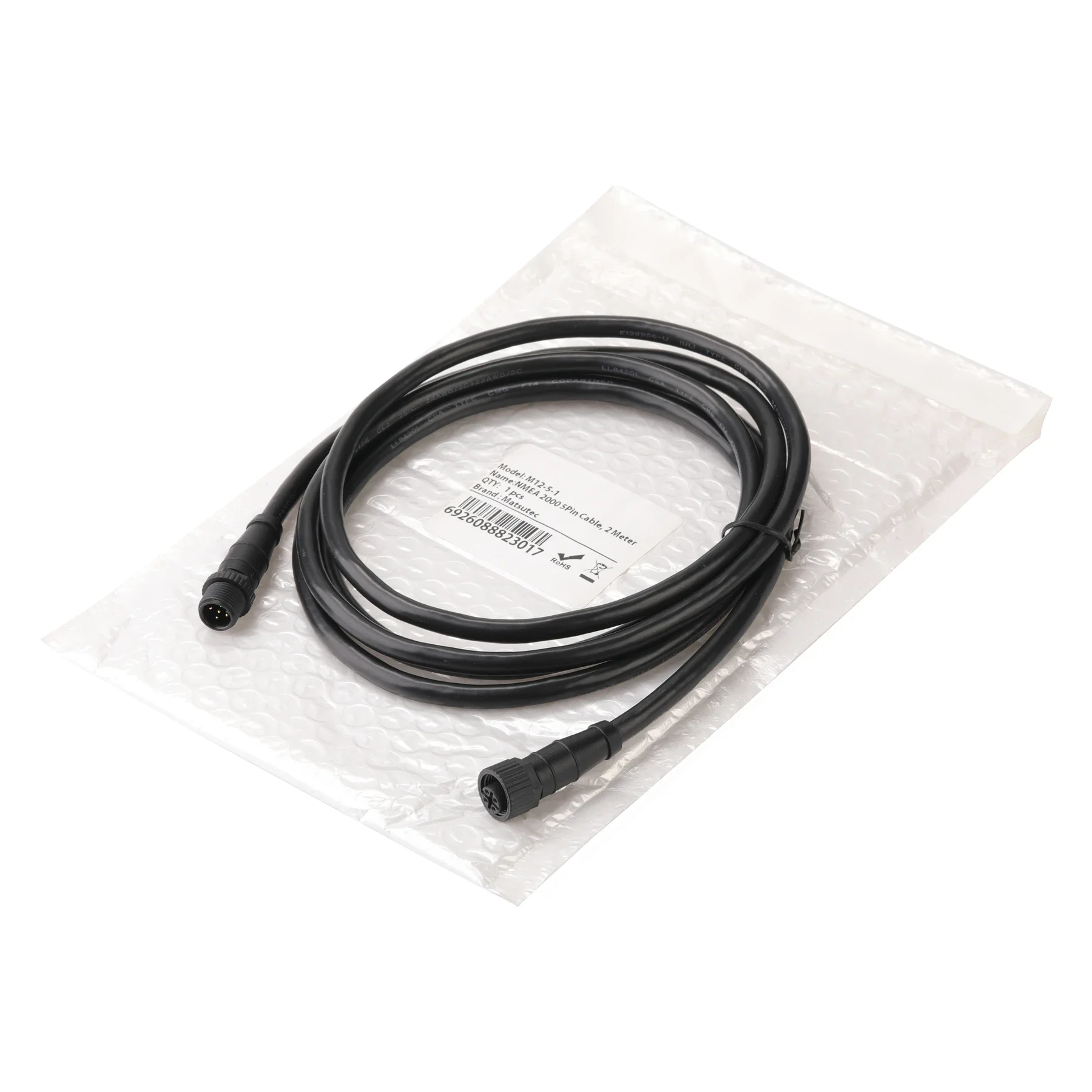 Matsutec MC_N2K mètre (79 pouces) 5 broches NMEA 2000 (N2K) 2 mètres, câble de dos ou de chute pour Lowrance Simrad B&G Navico & Garmin