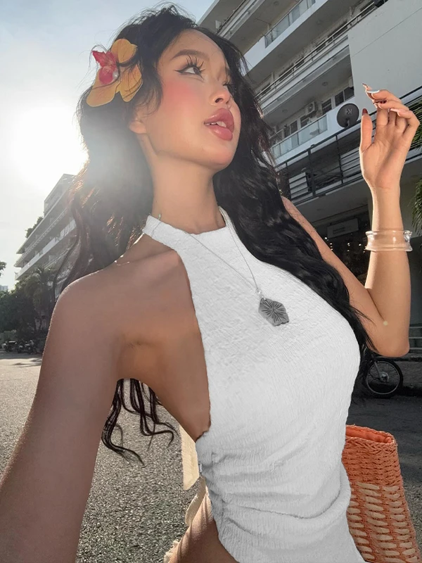 Pure Desire Sexy Girl Sleeveless Wrap Tank Top Women Summer Versatile Slim Fit Strap Set Headless Sexy Polyester Spandex