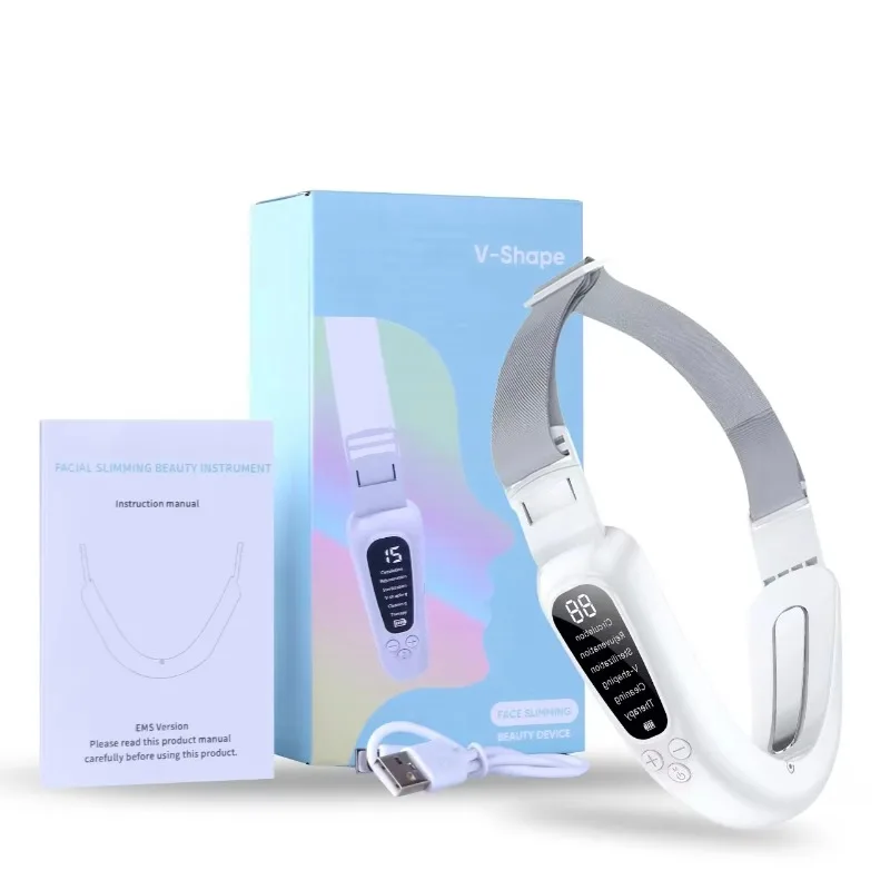 

Portable facial massage beauty instrument LED display electric micro-vibration V tighten chin elevator