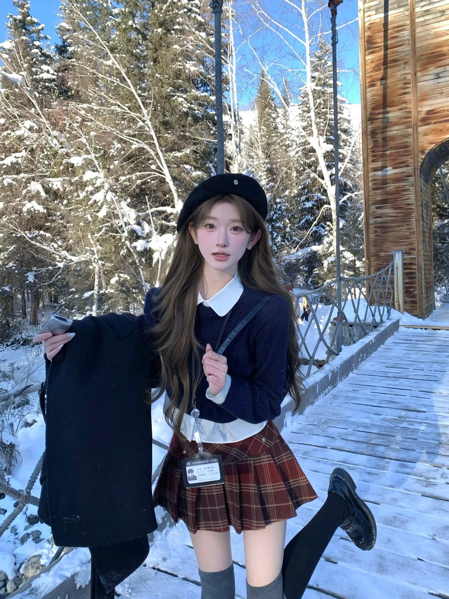 

Faionable ort Knitted irt Appearance Two Colors Fake Two-Piece Slimming Top Commute Sle Long Sve Crew Ne Pullover