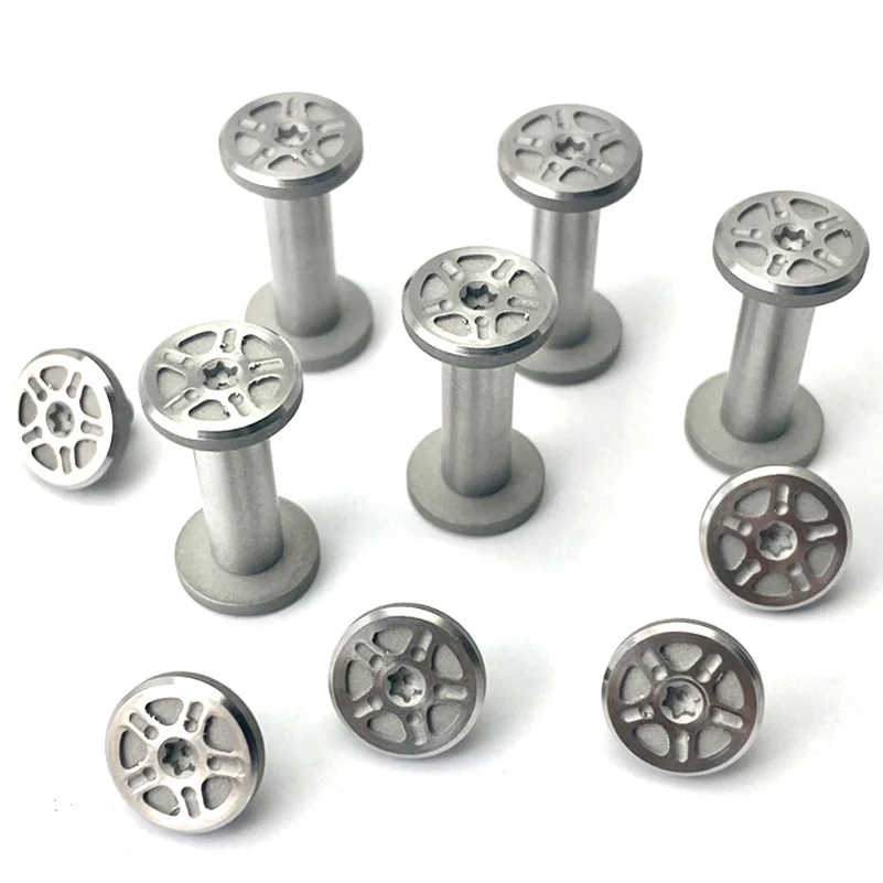 6 Sets/lot Stainless Steel Material Bagua Pattern Knife Handle M3.5 Pairs Lock Screws T8 Torx Nail Spindle Rivet Bolt Fastener