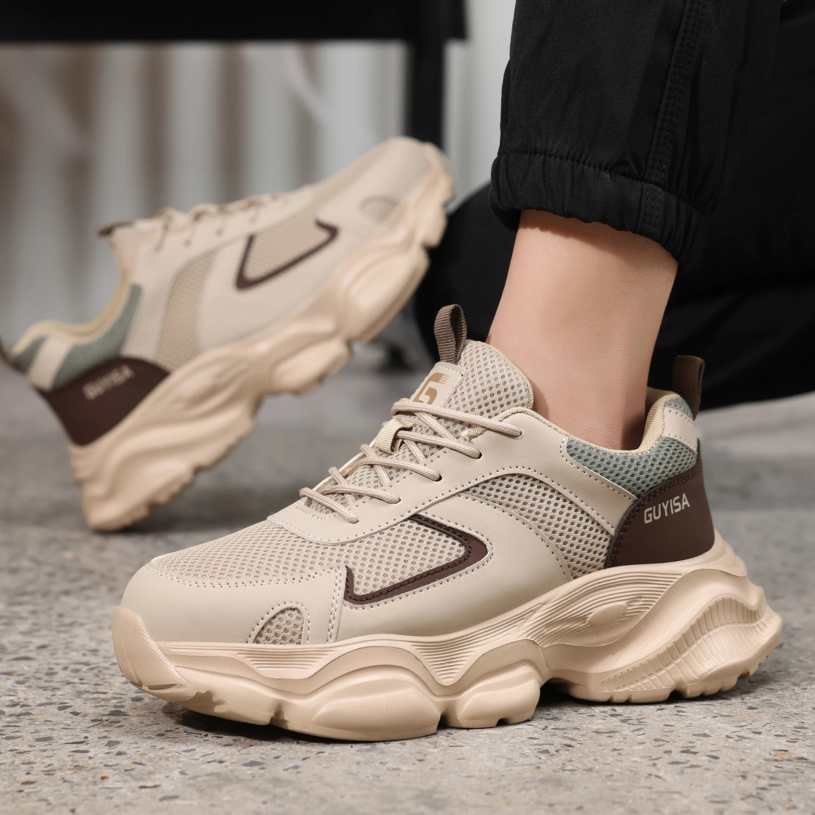 

GUYISA Men's Work Shoes - Breathable All-Season Model with EVA Sole, Lightweight, Fashionable, Breathable and Safe Shoes