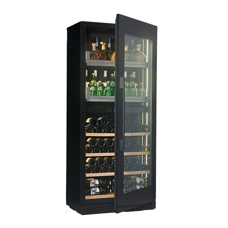 Dual Zone Display Red Wine Cabinet With Glass Door Built-in Compressor Cooler Electric Power Source for Hotels
