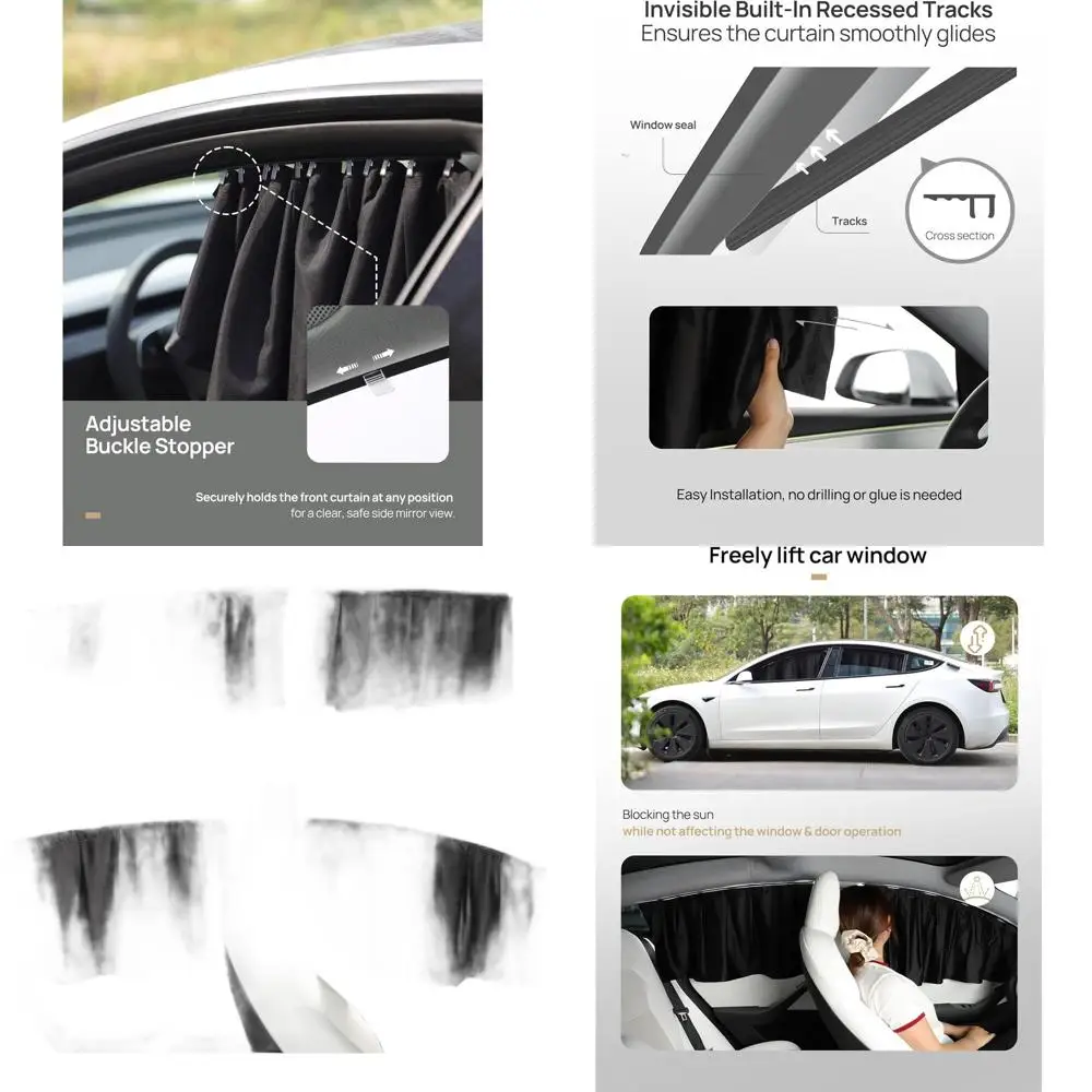 

Tesla Model 3 2018-2025 Side & Rear Window Tinted Shades, 4-Piece Privacy Curtain Set