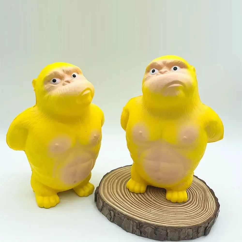 Śmieszne żółte zabawki do ściskania Cartoon Orangutan PVC Goryl Rebound Toys Pinch Stretch Dzieci Zabawki antystresowe