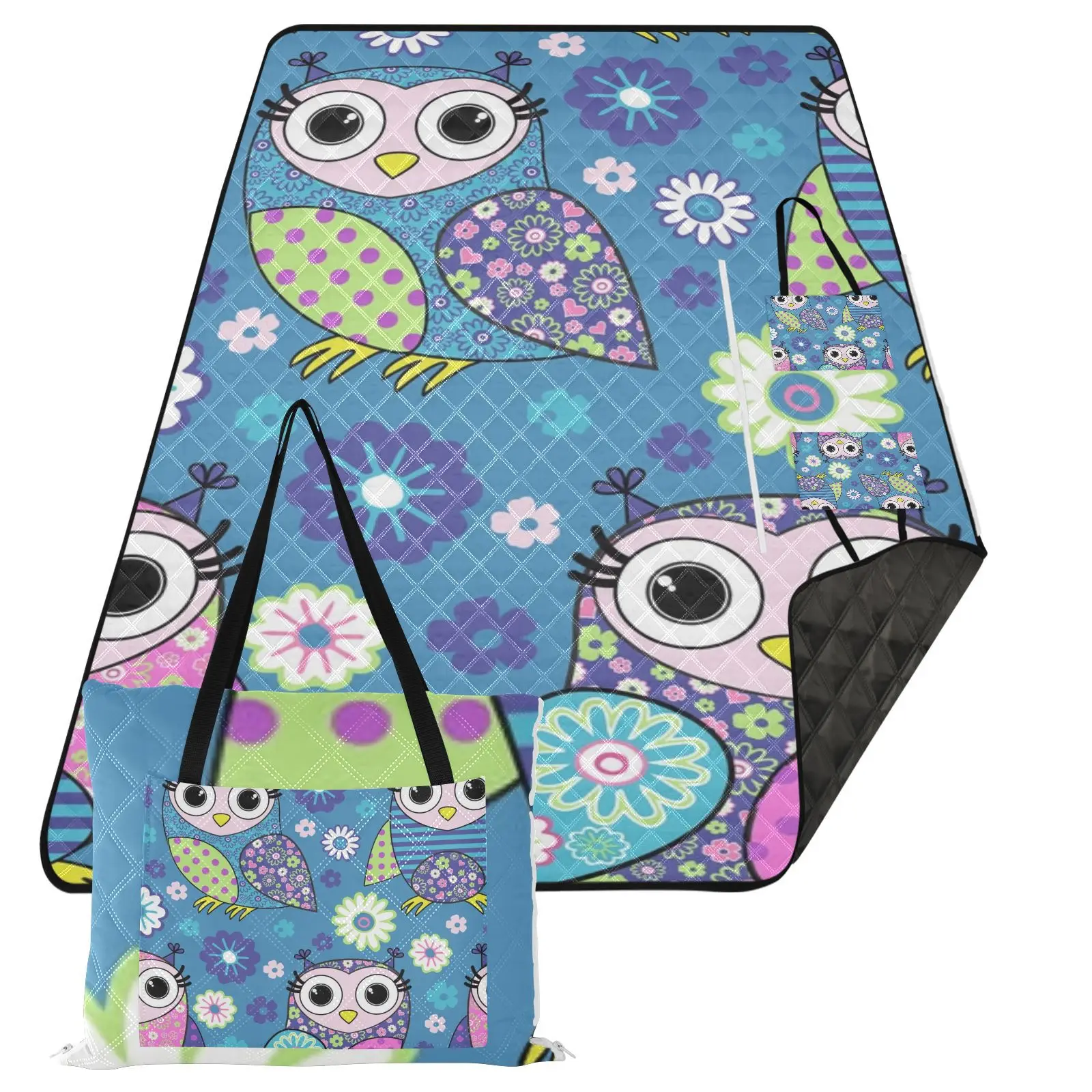 

Cartoon owl waterproof Beach Mat Extra LargeMat Blanket Folding Matpicnic mat,Picnic Blankets,Camping BlanketsExtra large thick