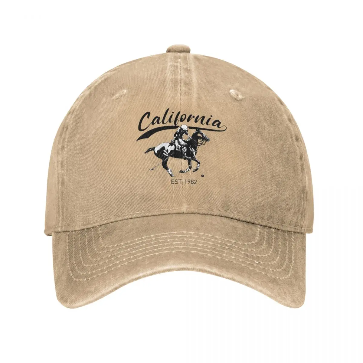 California Est.1982 Polo Black Horseback Cowboy Denim Washed Baseball Cap For Men Sport Snapback Caps Mens Spring Summer Dad Hat