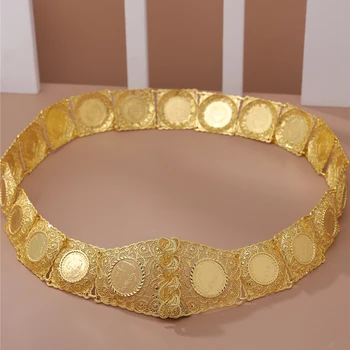女性のための透かし彫りのボディチェーン,ゴールデンカラー,中東,タンベルト,伝統的なホリデージュエリー,花嫁のデザイン,正方形のデザイン