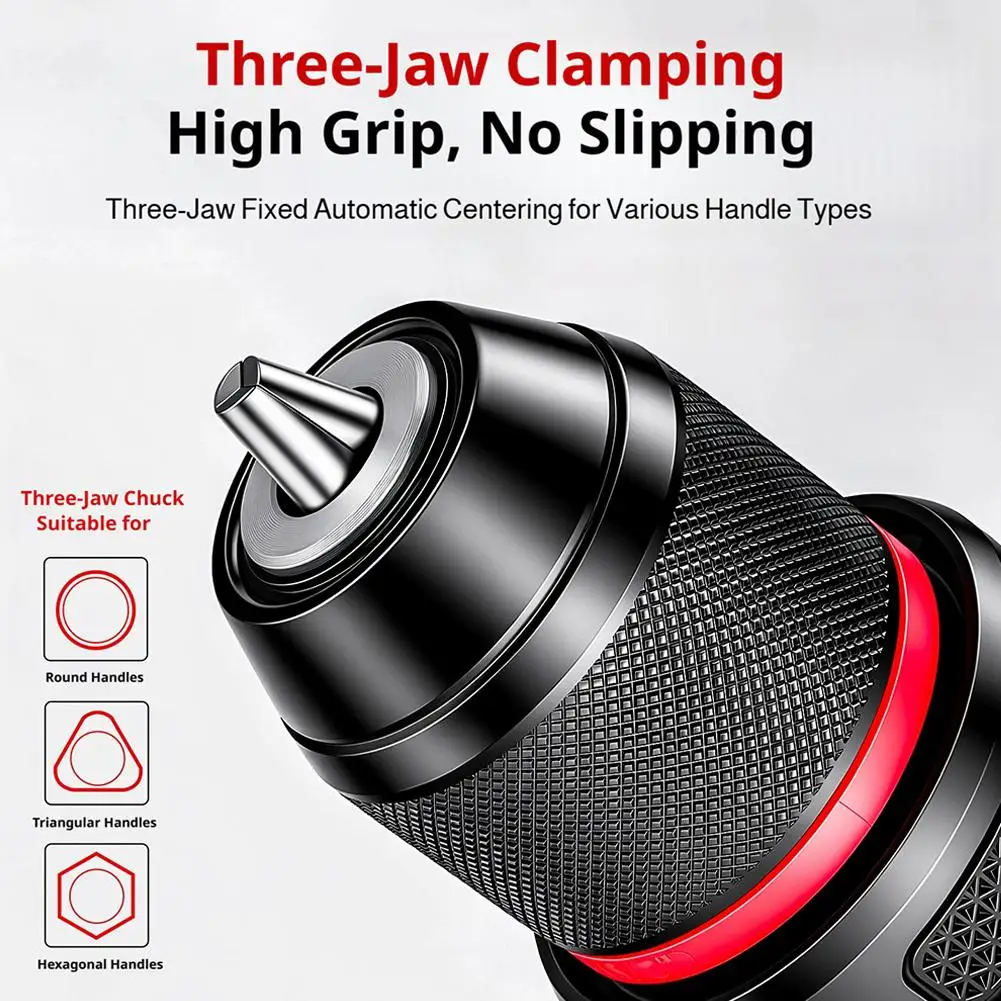 Metal Keyless Drill Chuck 3-Jaw Ratchet Self-Locking Drill Bits Chucks  Quick Change Conversion Adapter For Electric Hand Dril