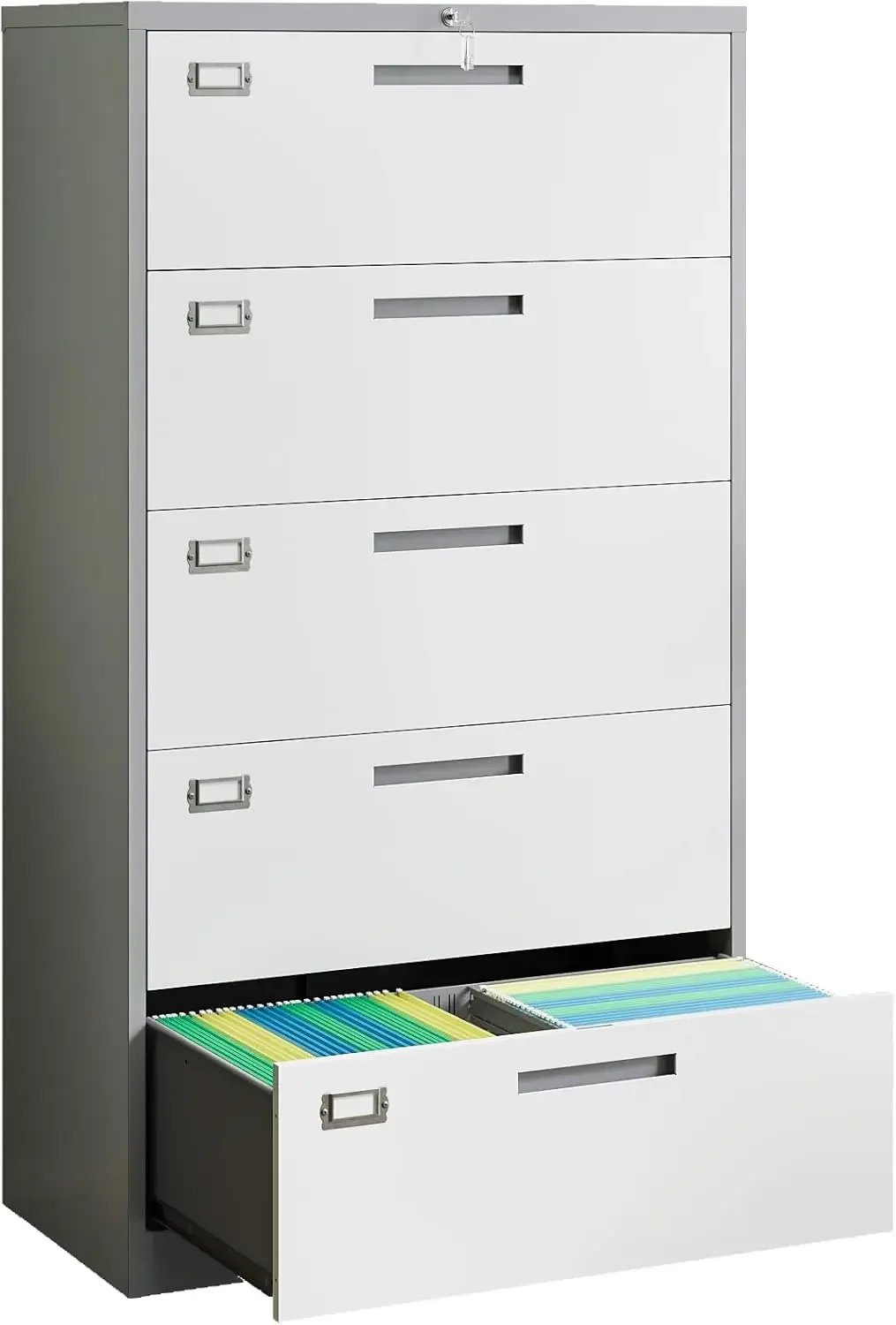 Letaya 5 Drawer Metal Lateral Filing Cabinets, File Cabinet with Lock for Home Office Hanging Files Letter