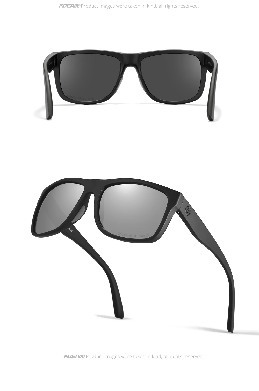 Kdeam polarisierte Sonnenbrille Männer Sport drei dimensionale Marke Logo tr90 quadratische Sonnenbrille ganz schwarz mit Reiß verschluss Fall kd0721 – Detail 29