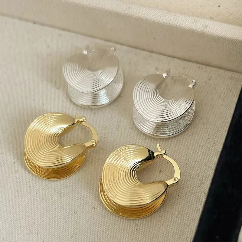 PAPERPLUS | Pendiente de aro barato para mujer, joyería de aleación de moda coreana, regalo de moda chapado en oro