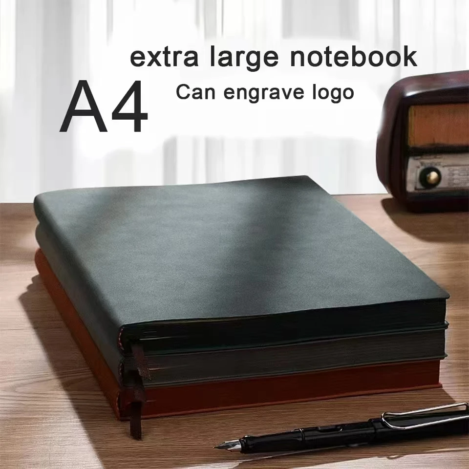 

A4 Thick Soft Leather Notebook, Office Notepad, Business Meeting Minutes, Student Subject Notebook, Excerpt