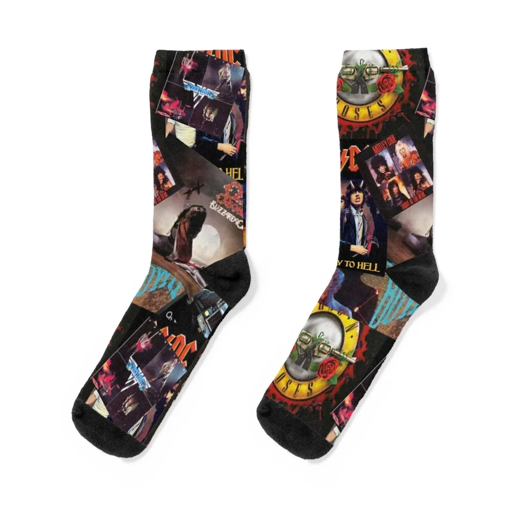 

1980s rock bands collage Socks summer shoes hockey christmas gift Boy Socks Women's