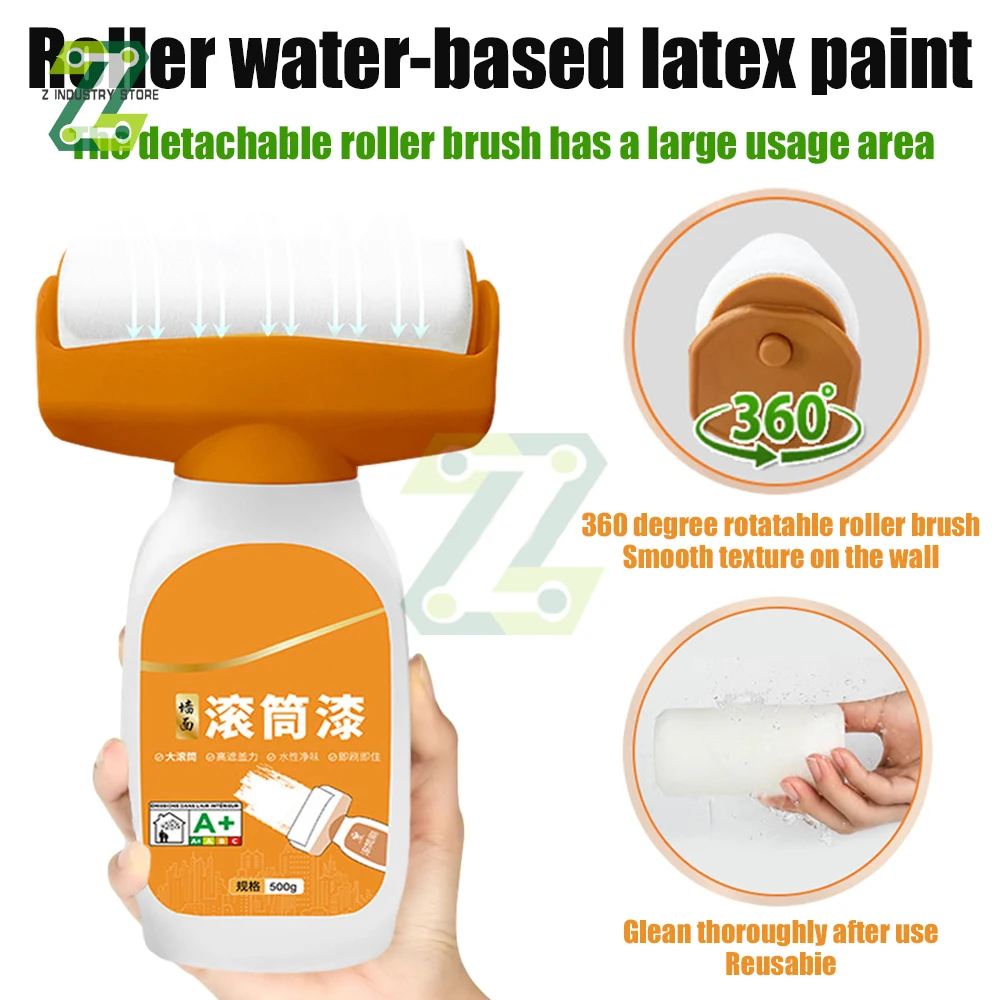 

500g Wall Roller Paint White Water-based Latex Paint Household Wall Repair Paint Odor-free For Footprints Drawings Graffiti