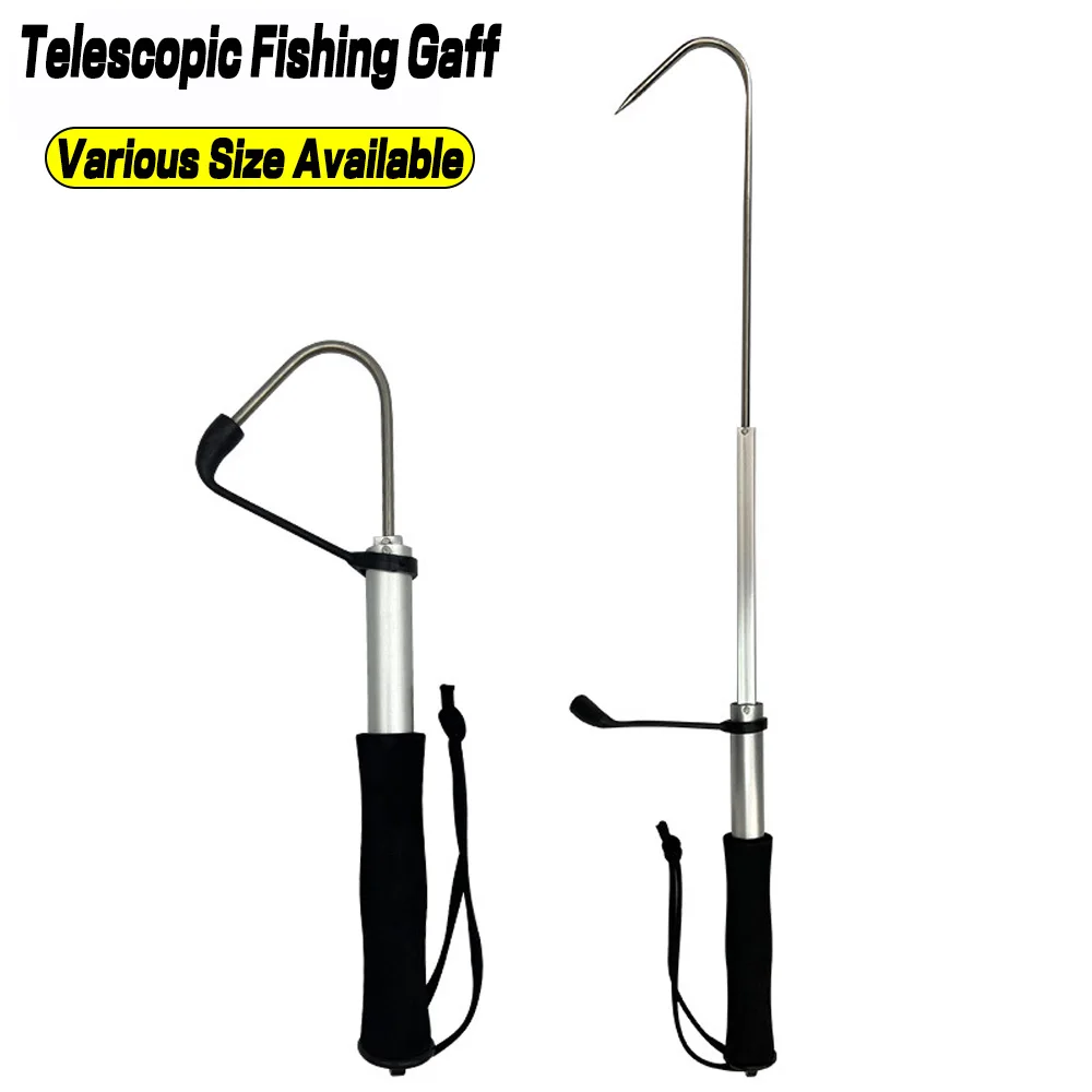 

New 65cm/89cm/120cm Stainless Steel Sea Telescopic Fishing Gaff Aluminum Alloy Spear Hook Catch Fish Quick Outdoor Fishing Tool