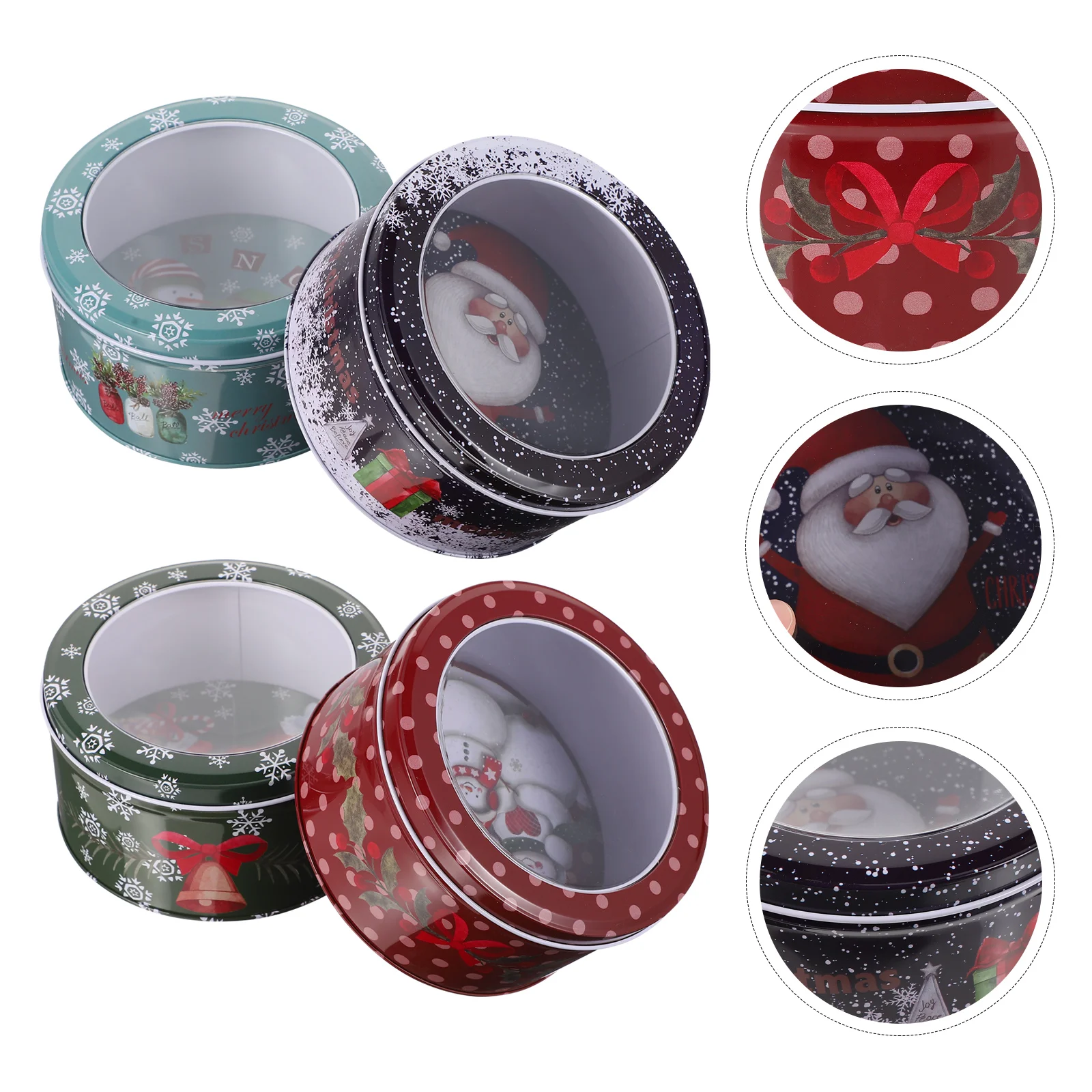 

4 Pcs Christmas Tin Box Candy Containers Storage Boxes Xmas Presents Holders Tinplate Gifts