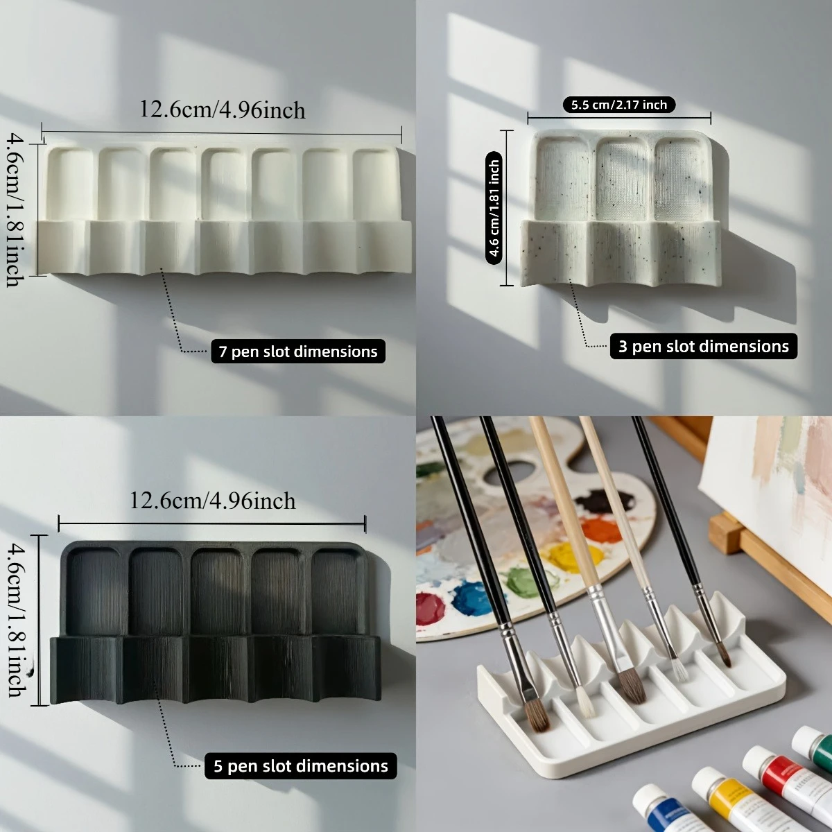 Portable Paint Brush Organizer, Pigment & Anti‑Slip Slots, Desktop Holder for Watercolor, Nail Art, Oil Painting Brushes