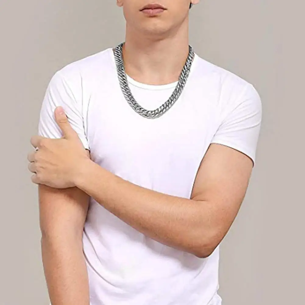 45-80cm Men Necklace Thick Wide Chain Titanium Steel Luster Smooth Hypoallergenic Metal Hip Hop Style Jewelry For Club Party
