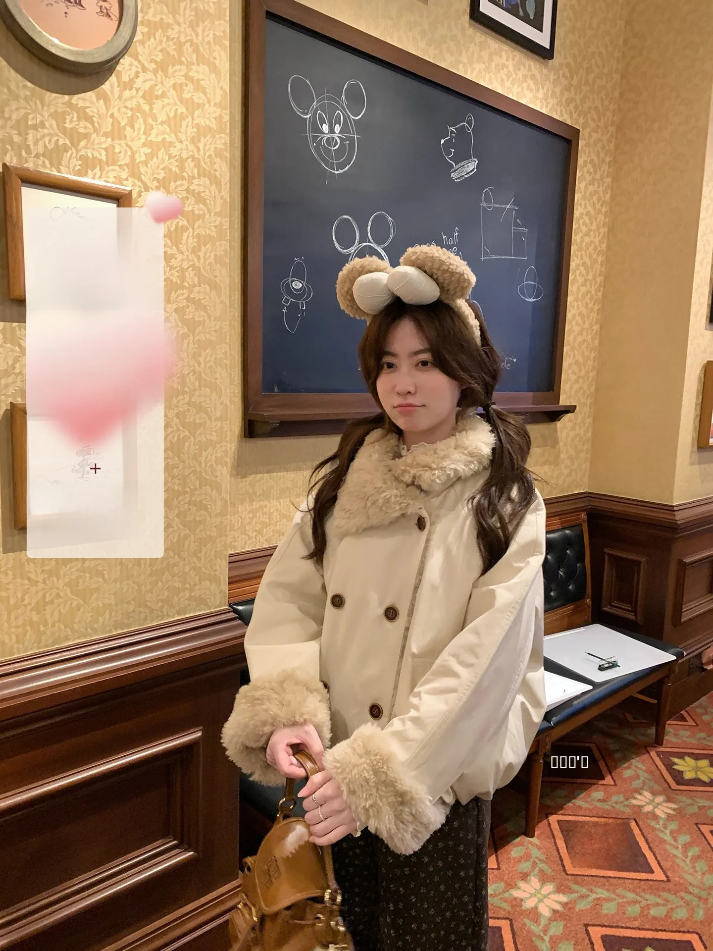 

Женское хлопковое пальто PtonUmi North Island с воротником из овечьей шерсти, с дизайном «Букет», зимнее, в корейском стиле, свободного кроя, с длинными рукавами