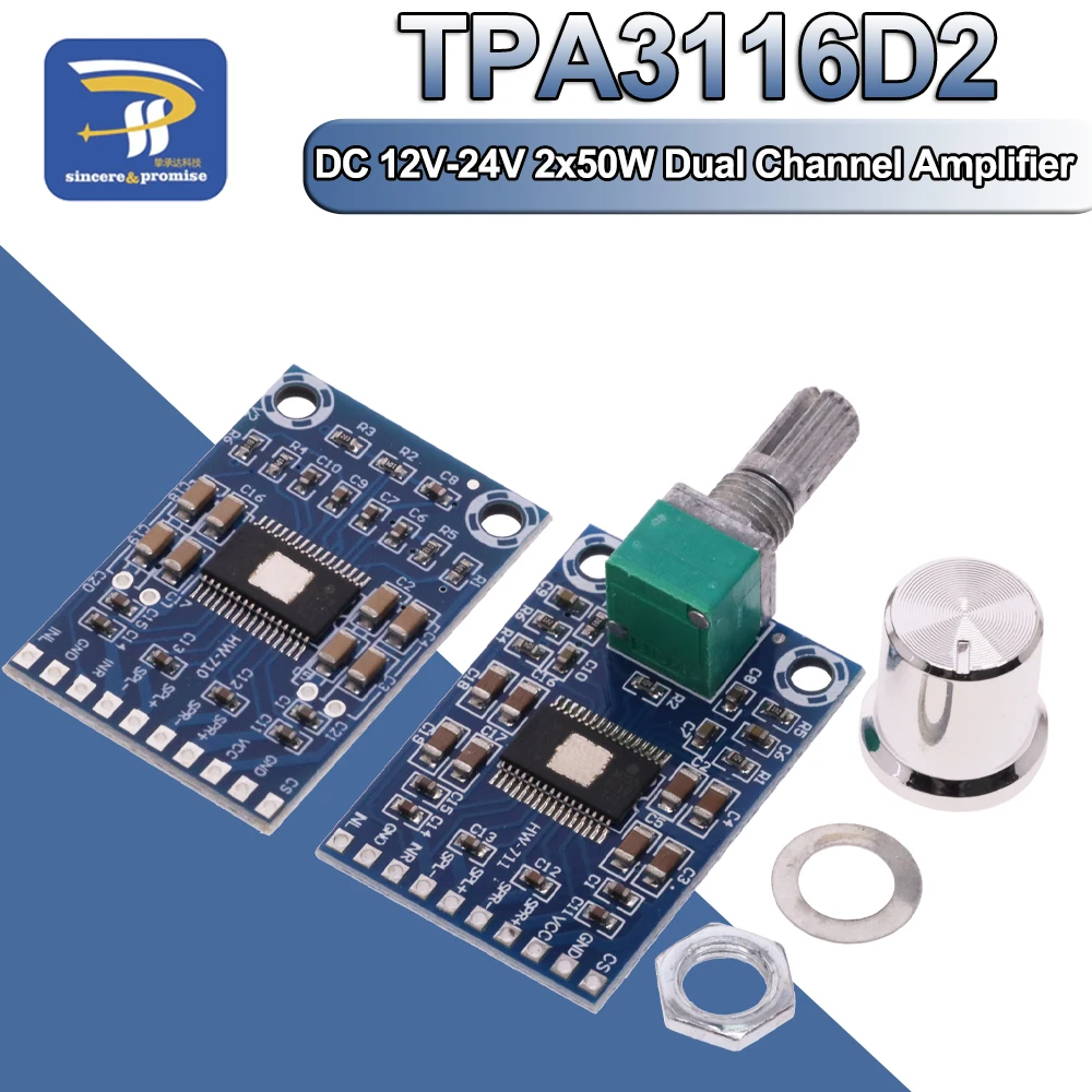 DC 12V-24V 2x50W Dual Channel Mini Digital D Class 50W+50W TPA3116D2 TPA3116 XH-M562 Power Amplifier Board