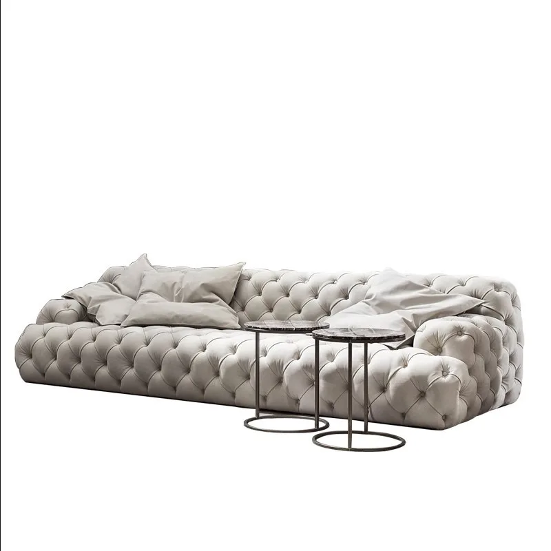 

Italian light luxury fabric pull-up sofa, post-modern classic size apartment model room creative design sofa