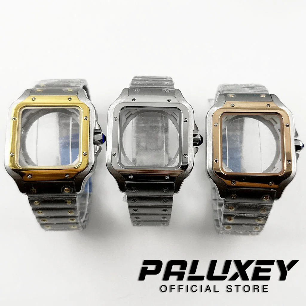 38mm NH35 Square PVD 316L Steel Watch Accessories Santos Modification Parts for NH35 4R35 NH36 Movements Suitable for 27mm Dial