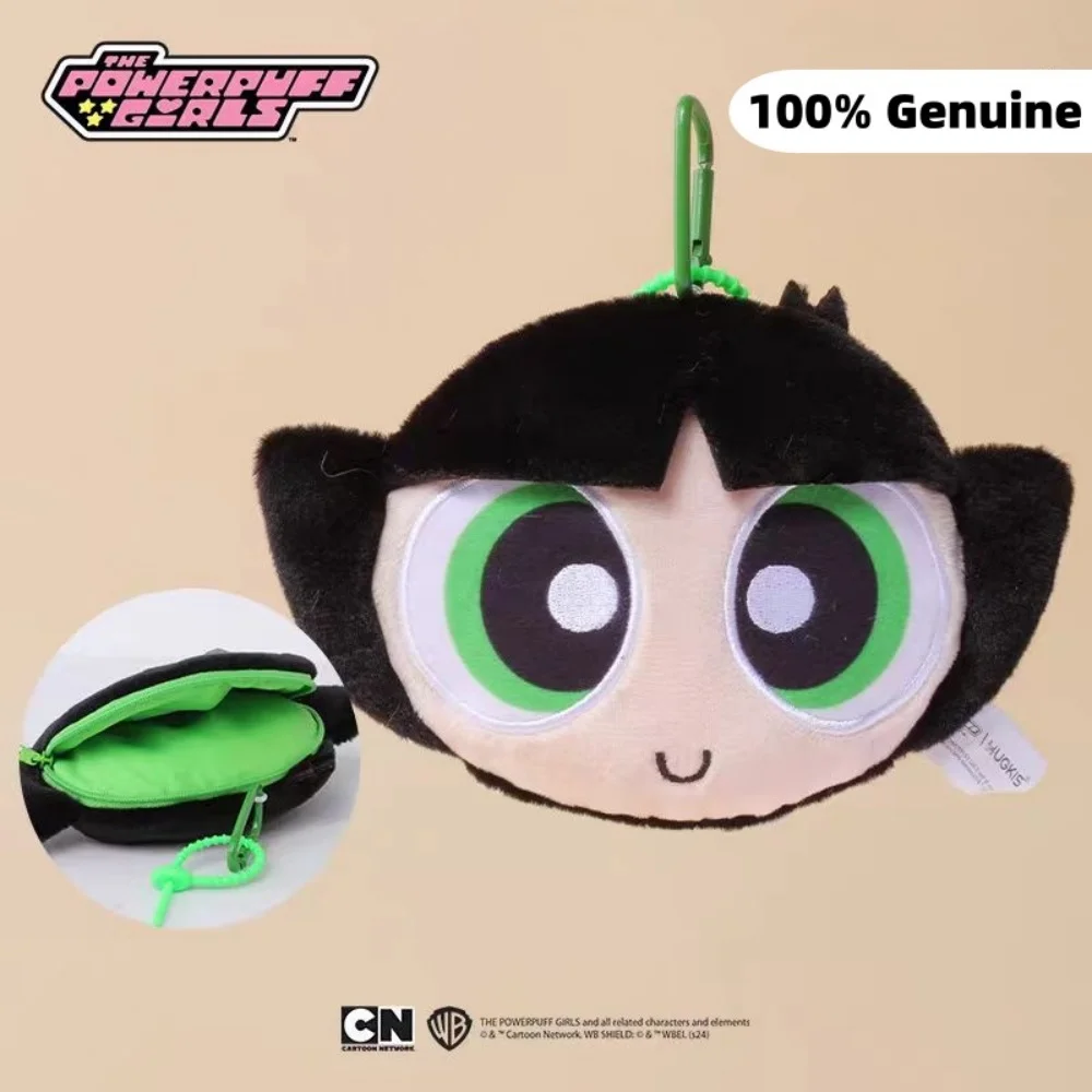 Genuine The Powerpuff Girls Plush Coin Purse Kawaii Blossom Bubbles Buttercup Cartoon Portable Earbuds Lipstick Storage Bag Gift