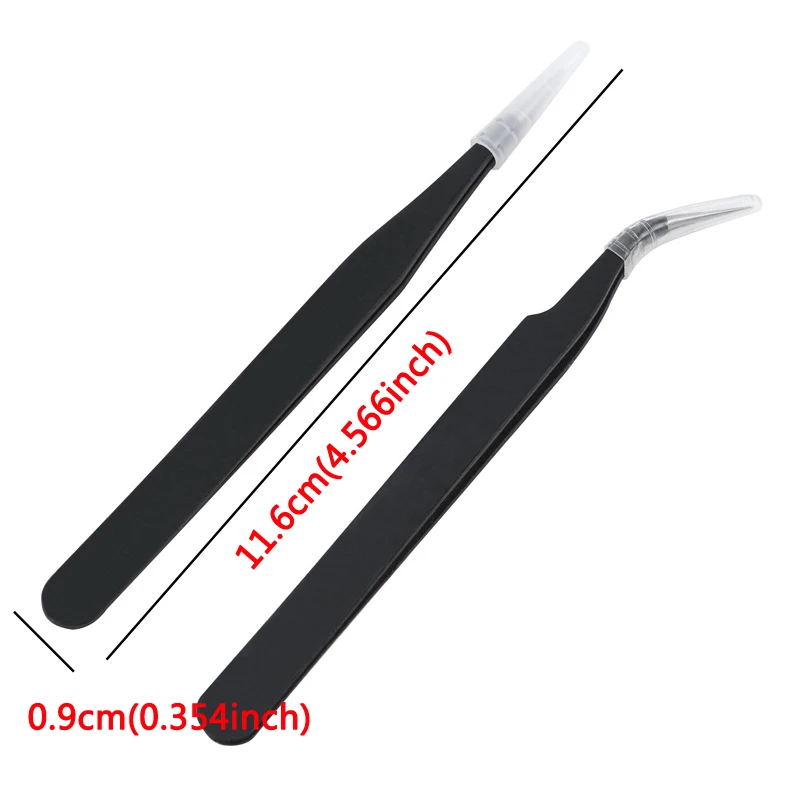 5 Pcs Stainless Steel Curved+Straight Black Tweezer   Precision Thickened Anti-static Nail Art Soldering Lash Tongs Makeup Tools