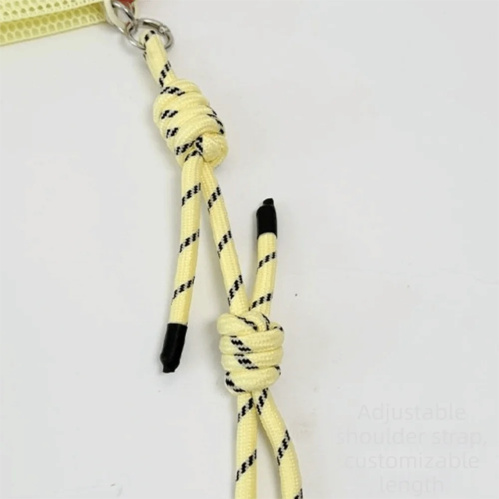 Colorful Braided Strap Mesh Crossbody Bag Small Size Portable Mini Phone Bag Candy Color Lightweight Mobile Phone Pouch
