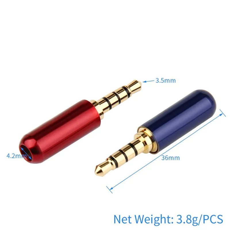 Audio Jack 3.5mm 4 Pole Earphone Connector 3.5 mm Headphone Plug Microphone Connectors Soldering Speaker Wire Multi Color