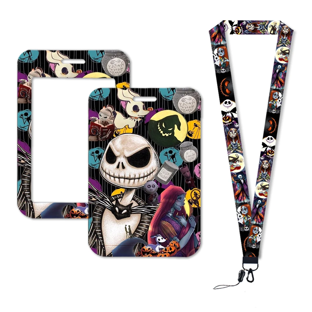 Nightmare Before Christmas Id ผู้ถือบัตร Lanyard Retractable คลิปสายคล้องคอรถบัสผู้ถือป้ายของขวัญฮาโลวีน